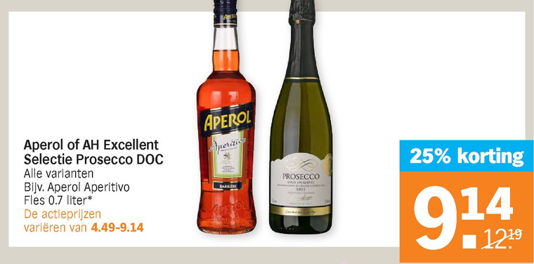 Aperol   prosecco, aperitief folder aanbieding bij  Albert Heijn - details