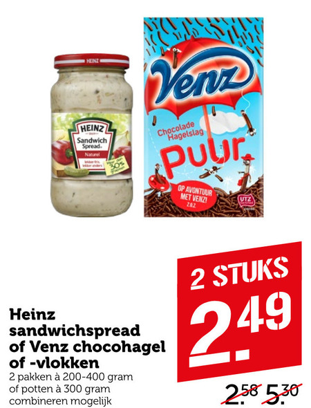 Venz   hagelslag, boterhamvlokken folder aanbieding bij  Coop - details