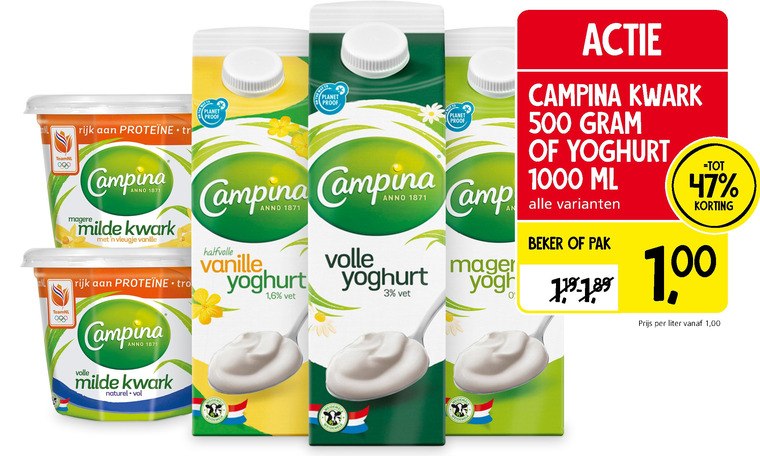 Campina   kwark, yoghurt folder aanbieding bij  Jan Linders - details