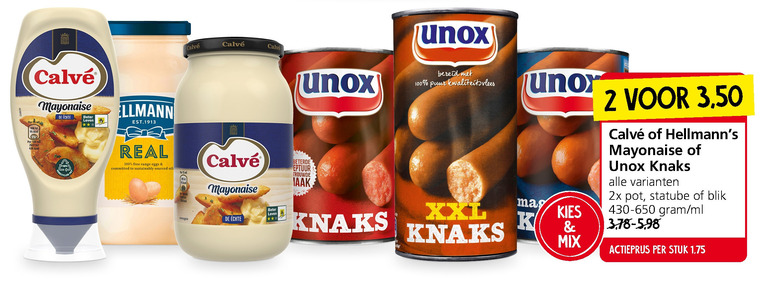 Unox   knakworst, mayonaise folder aanbieding bij  Jan Linders - details