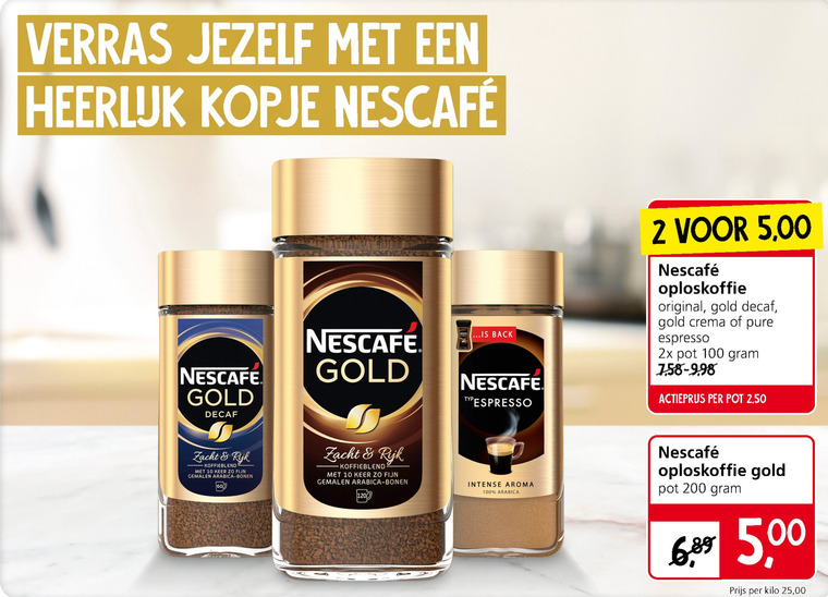 Nescafe   oploskoffie folder aanbieding bij  Jan Linders - details