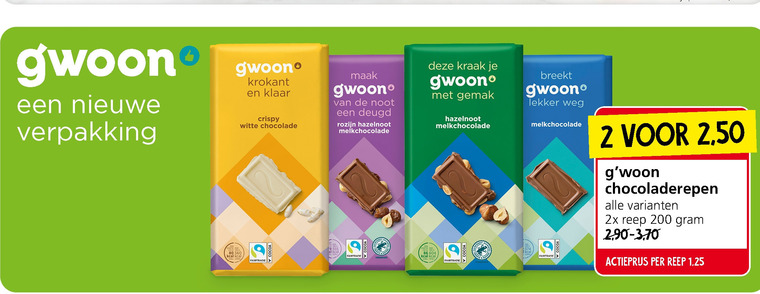 Gwoon   chocolade folder aanbieding bij  Jan Linders - details