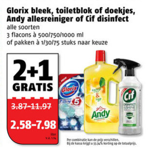 Glorix   bleekmiddel, toiletblok folder aanbieding bij  Poiesz - details