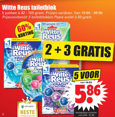 Witte Reus   toiletblok folder aanbieding bij  Dirk - details