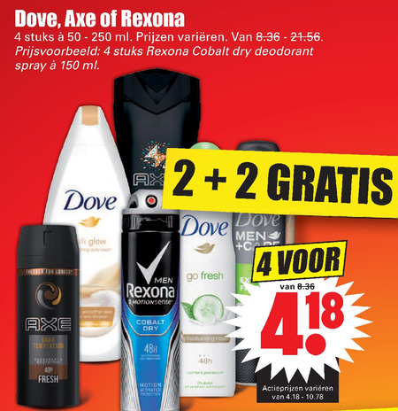 Axe   deodorant, douchegel folder aanbieding bij  Dirk - details