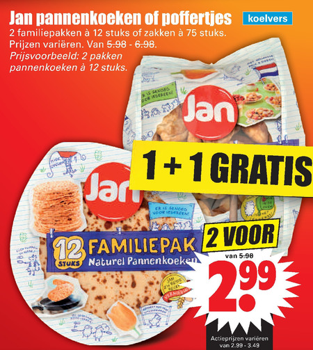 Jan   poffertjes, pannenkoek folder aanbieding bij  Dirk - details