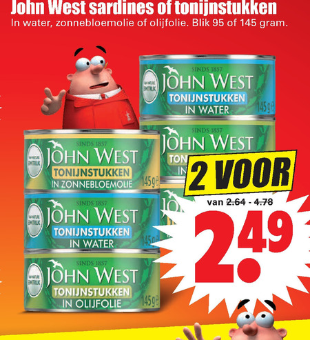 John West   sardientjes, tonijn in blik folder aanbieding bij  Dirk - details