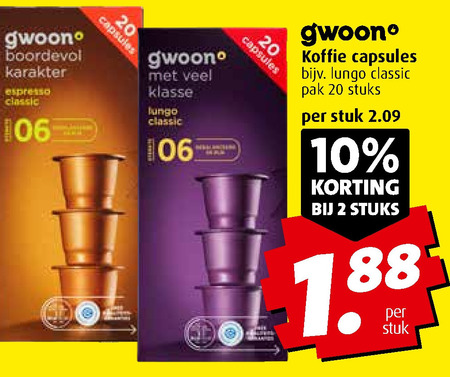 Gwoon   koffiecups folder aanbieding bij  Boni - details