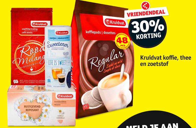 Kruidvat Huismerk   koffiepad, thee folder aanbieding bij  Kruidvat - details