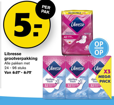 Libresse   inlegkruisjes, maandverband folder aanbieding bij  Hoogvliet - details