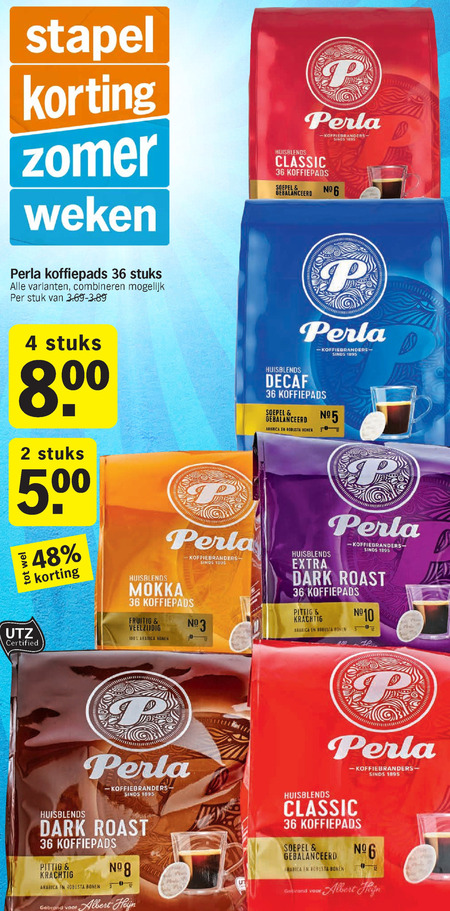 Perla   koffiepad folder aanbieding bij  Albert Heijn - details