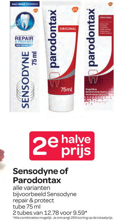 Sensodyne   tandpasta folder aanbieding bij  Spar - details