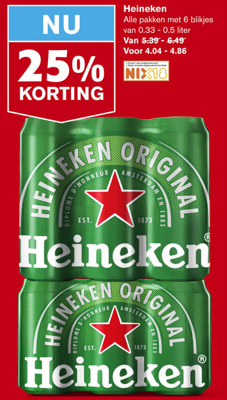 Heineken   blikje bier folder aanbieding bij  Hoogvliet - details