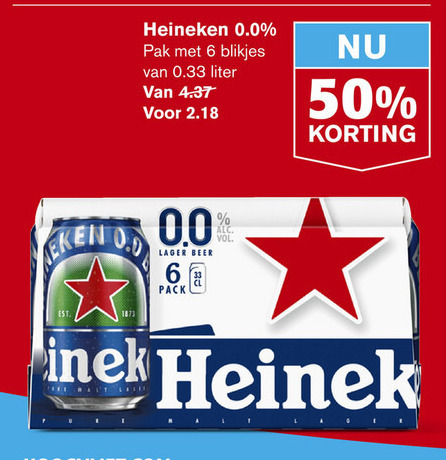 Heineken   alcoholvrij bier, blikje bier folder aanbieding bij  Hoogvliet - details