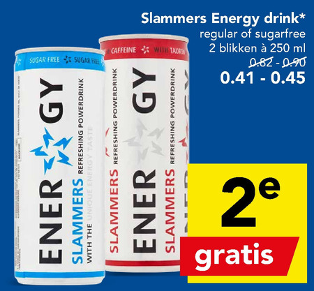 Slammers   energiedrank folder aanbieding bij  Deen - details