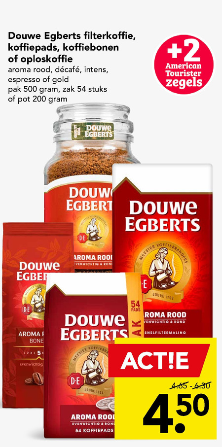 Douwe Egberts   koffie, oploskoffie folder aanbieding bij  Deen - details