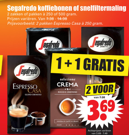 Segafredo   koffie, koffiebonen folder aanbieding bij  Dirk - details