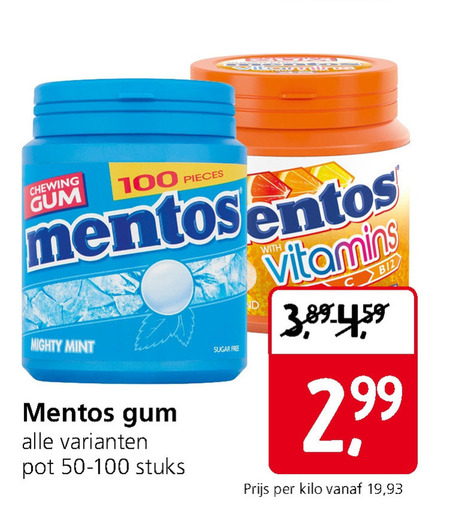 Mentos   kauwgom folder aanbieding bij  Jan Linders - details