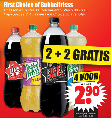 Bubbelfrisss   frisdrank, cola folder aanbieding bij  Dirk - details