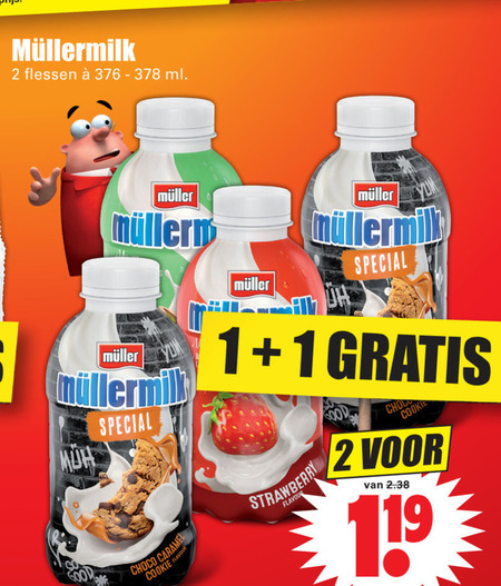 Mullermilk   chocolademelk folder aanbieding bij  Dirk - details