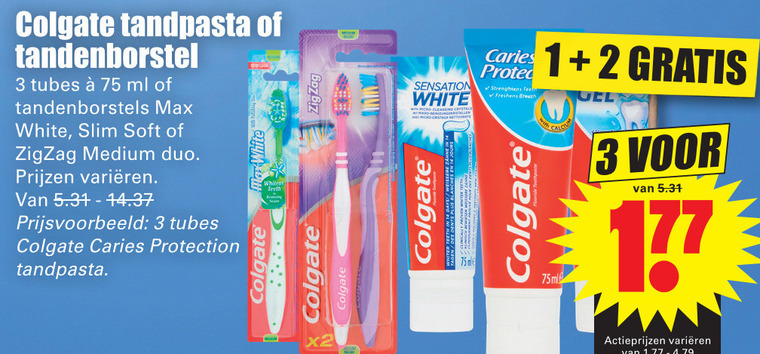 Colgate   tandenborstel, tandpasta folder aanbieding bij  Dirk - details