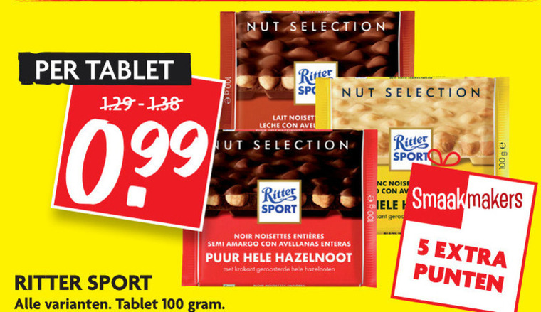 Ritter Sport   chocolade folder aanbieding bij  Dekamarkt - details
