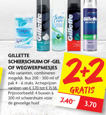 Gillette   scheerschuim, scheergel folder aanbieding bij  Dekamarkt - details