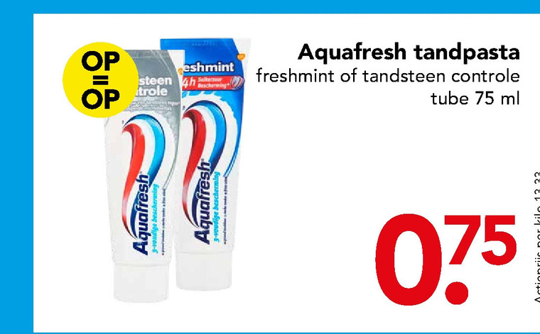 Aquafresh   tandpasta folder aanbieding bij  Deen - details