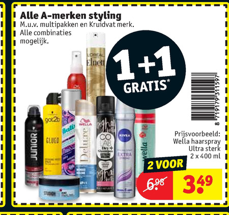 Alle merken   haargel, hairspray folder aanbieding bij  Kruidvat - details