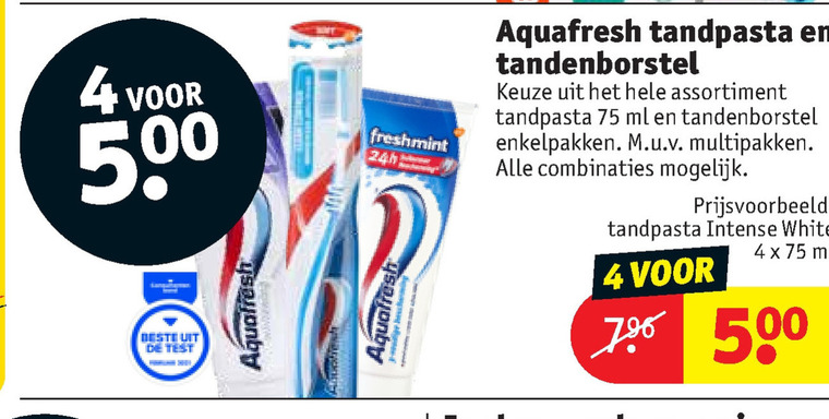 Aquafresh   tandenborstel, tandpasta folder aanbieding bij  Kruidvat - details