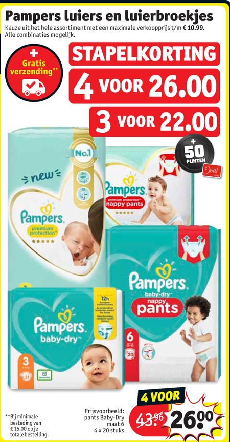 Pampers   luiers, luierbroekjes folder aanbieding bij  Kruidvat - details