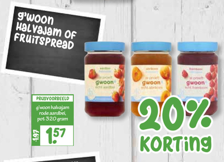 Gwoon   jam folder aanbieding bij  MCD Supermarkt Basis - details