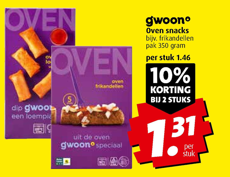 Gwoon   frikandellen, snack folder aanbieding bij  Boni - details