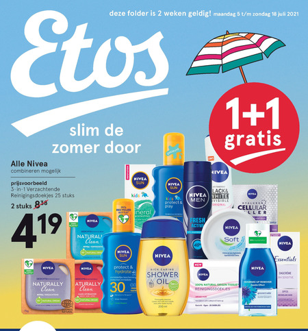 Nivea   gezichtsverzorging, reinigingsdoekje folder aanbieding bij  Etos - details