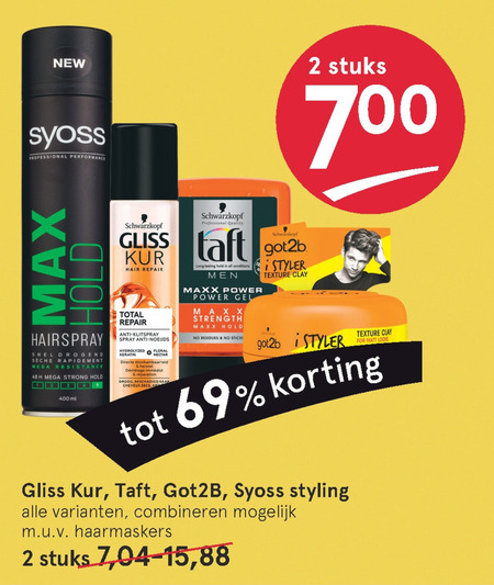 Gliss Kur   haargel, hairspray folder aanbieding bij  Etos - details