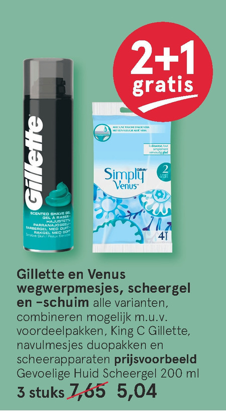 Gillette Venus   scheergel, wegwerpscheermesjes folder aanbieding bij  Etos - details