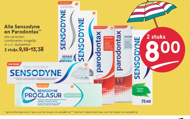 Sensodyne   tandpasta folder aanbieding bij  Etos - details