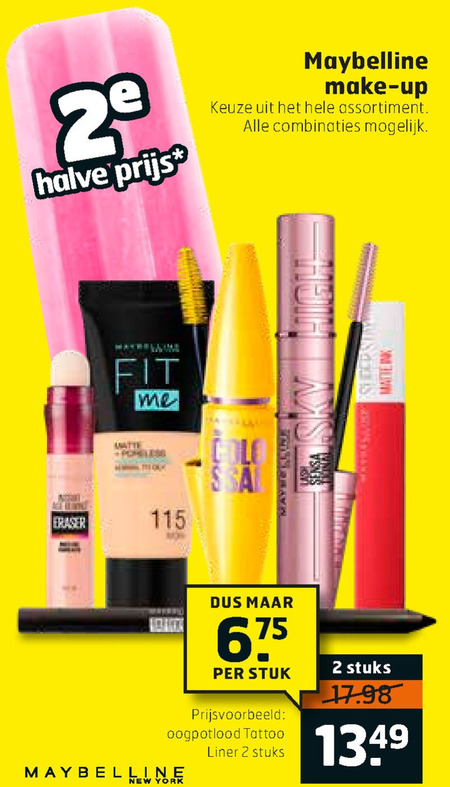 Maybelline   cosmetica, mascara folder aanbieding bij  Trekpleister - details