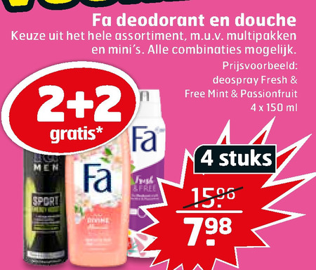 Fa   douchegel, deodorant folder aanbieding bij  Trekpleister - details