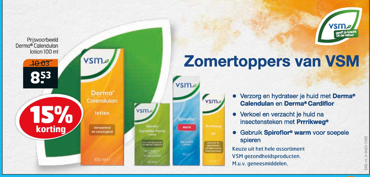 VSM   huidirritatie, spierbalsem folder aanbieding bij  Trekpleister - details