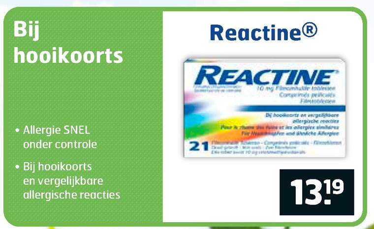 Reactine   huisapotheek folder aanbieding bij  Trekpleister - details