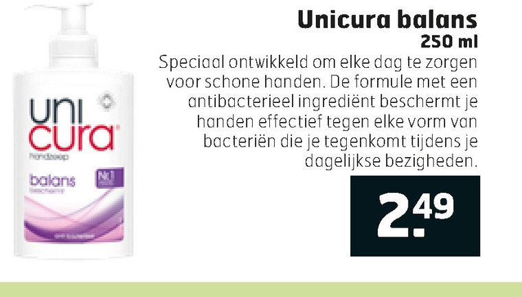 Unicura   handzeep folder aanbieding bij  Trekpleister - details