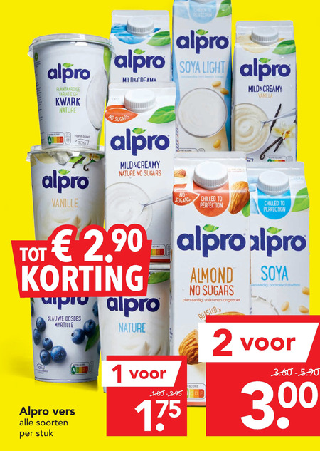 Alpro   soja melk, soja zuivel folder aanbieding bij  Deen - details