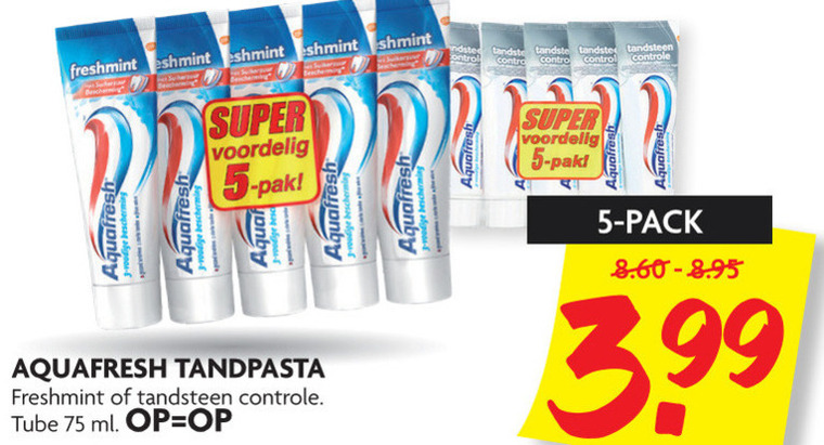 Aquafresh   tandpasta folder aanbieding bij  Dekamarkt - details