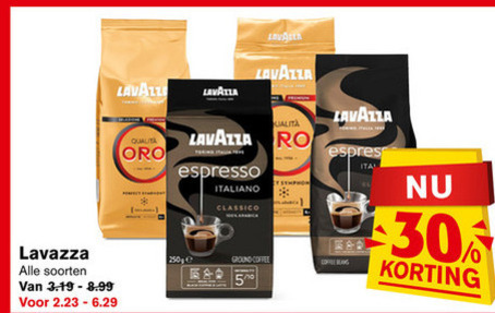 Lavazza   koffie, koffiebonen folder aanbieding bij  Hoogvliet - details