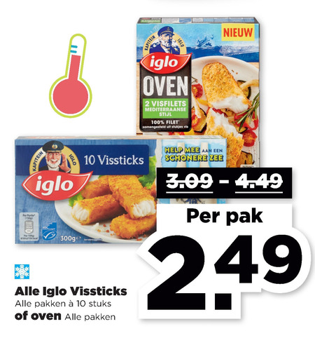 Iglo   vissticks folder aanbieding bij  Plus - details