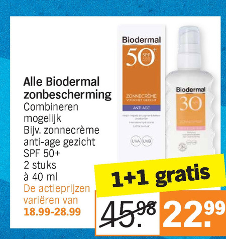 Biodermal   aftersun, zonnebrandolie folder aanbieding bij  Albert Heijn - details