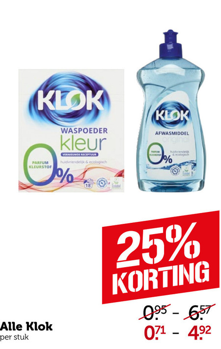 Klok   wasmiddel, afwasmiddel folder aanbieding bij  Coop - details