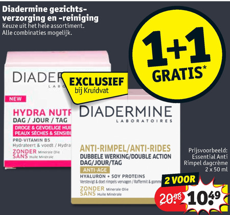 Diadermine   dagcreme, gezichtsverzorging folder aanbieding bij  Kruidvat - details