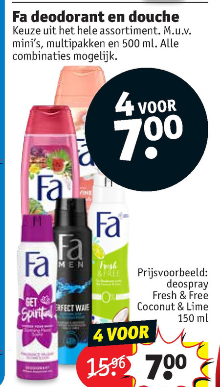 Fa   douchegel, deodorant folder aanbieding bij  Kruidvat - details